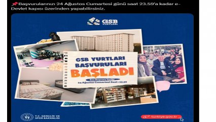 E-Devlet üzerinden yapılacak! GSB yurt başvuruları başladı 